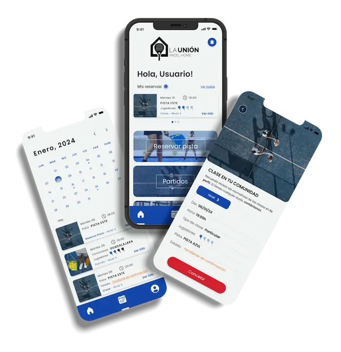 ejemplo de desarrollo de una app La Unión para Padel Home