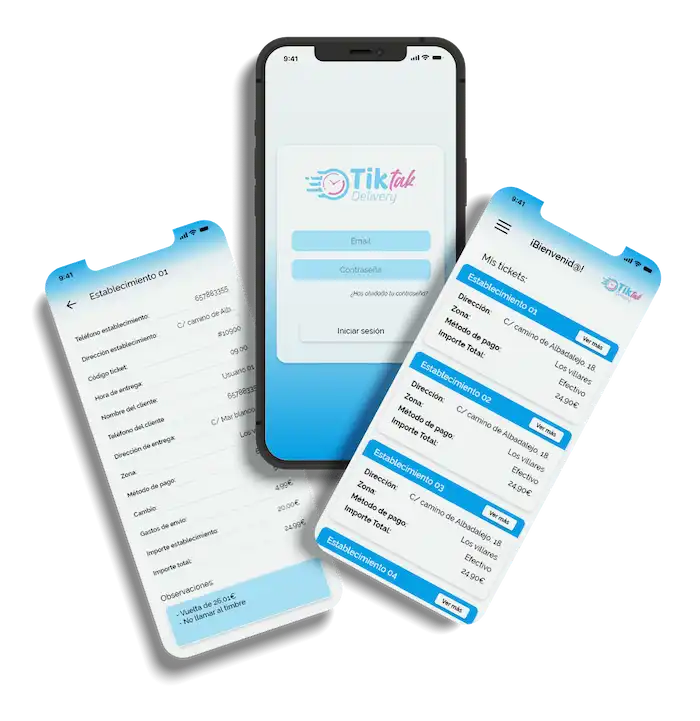 ejemplo de desarrollo de una app para TikTak Delivey