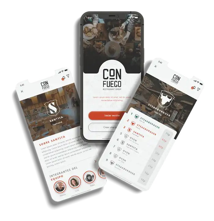 ejemplo de desarrollo de una app para Restaurant Group Con Fuego