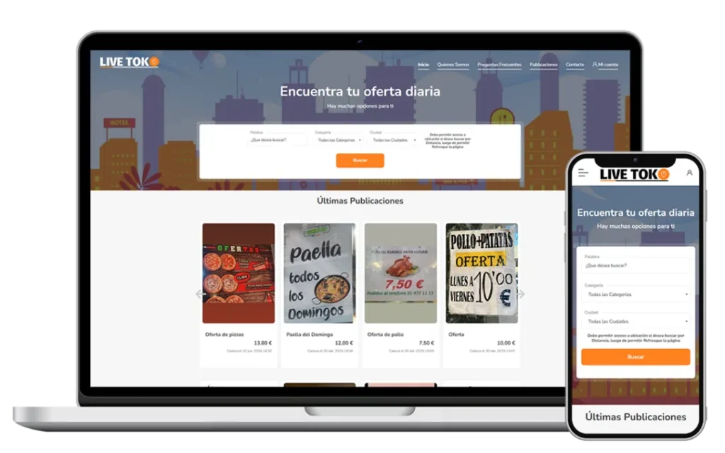 desarrollo web live toko